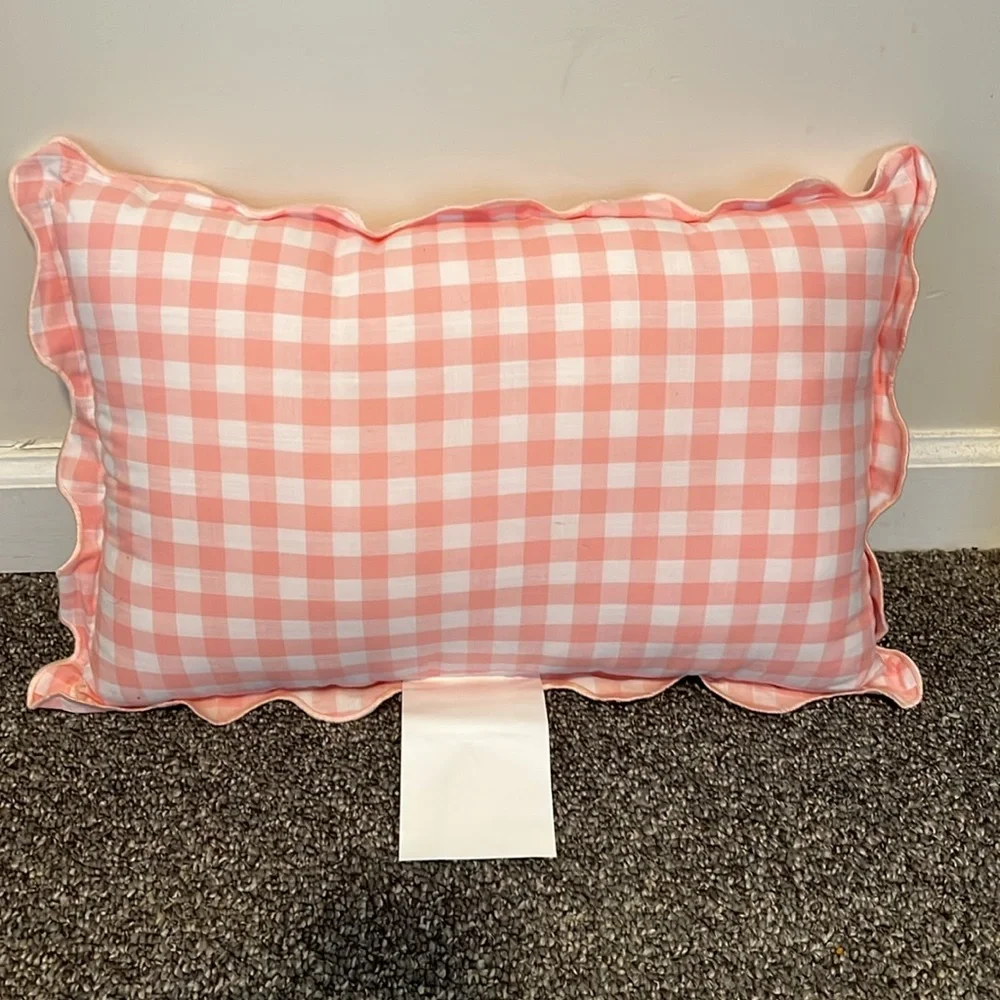 Stitch and Angel gingham pillow